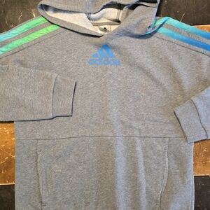 Adidas Youth XL Heather Gray Hoodie with Aqua and Teal Accents